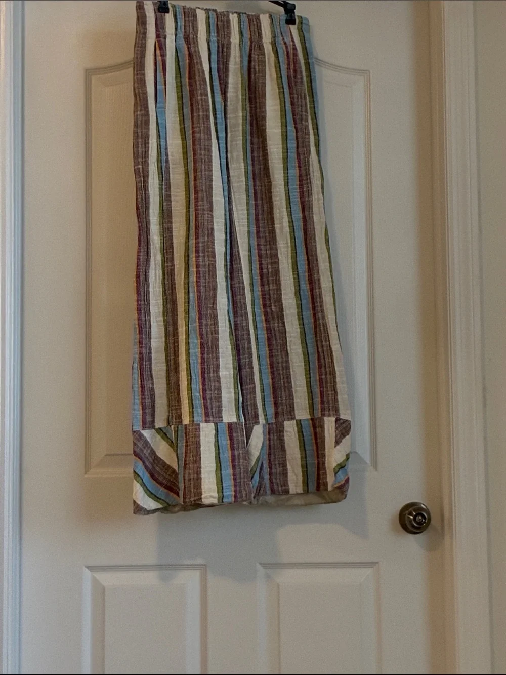 Free People Linen Cotton Chambers Laid Back Stripe Pants Coastal Euro Summer XS